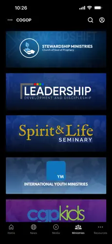 COGOP app - ministries